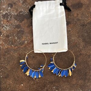 Isabel Marant Gold and Blue Leaf Earrings
